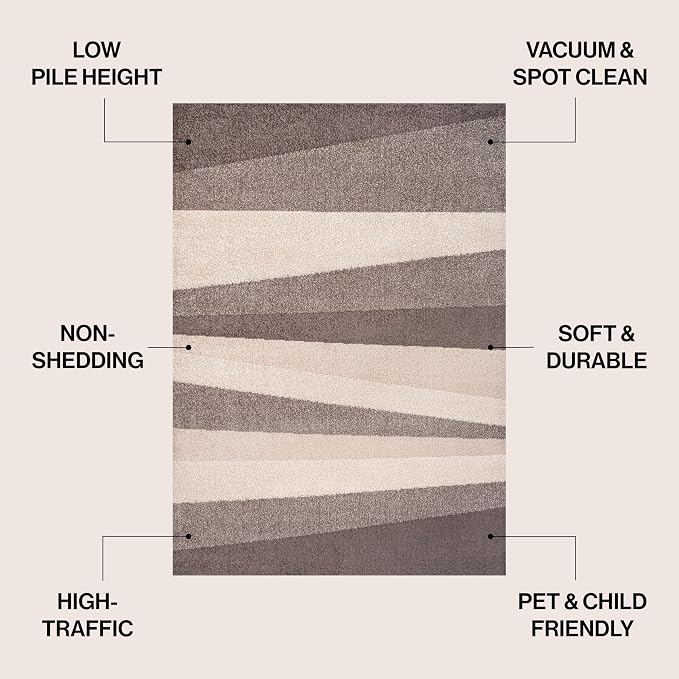 JONATHAN Y Prism Geometric Striped Beige/Brown Indoor Area Rug 8x10, Modern, Coastal, Easy-Cleaning for Living Room, Bedroom, Kitchen, Pet Friendly, Non-Shedding (DZC101C-8)