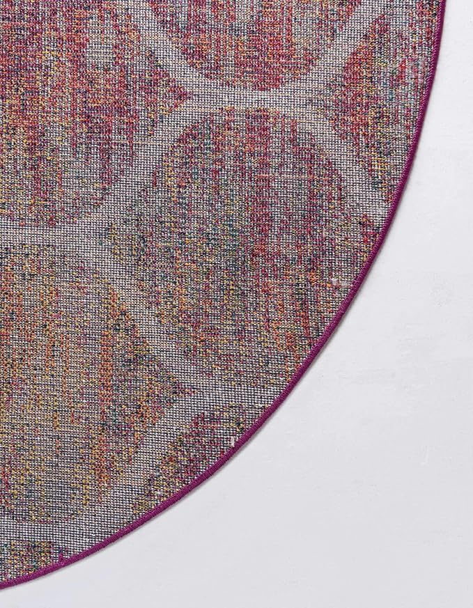 Unique Loom Trellis Frieze Collection Area Rug - Rounded (5' Round, Multi/ Black)