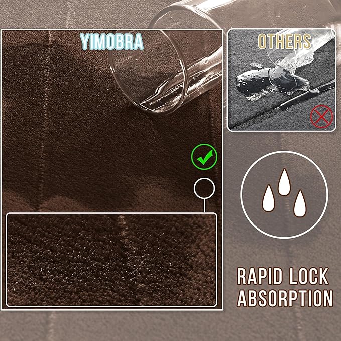 Yimobra Bathroom Runner Rugs 72"x24" Non Slip Washable Memory Foam Bath Mat, Super Soft Water Absorbent Hallway Carpet for Vanity Tub Shower, Brown