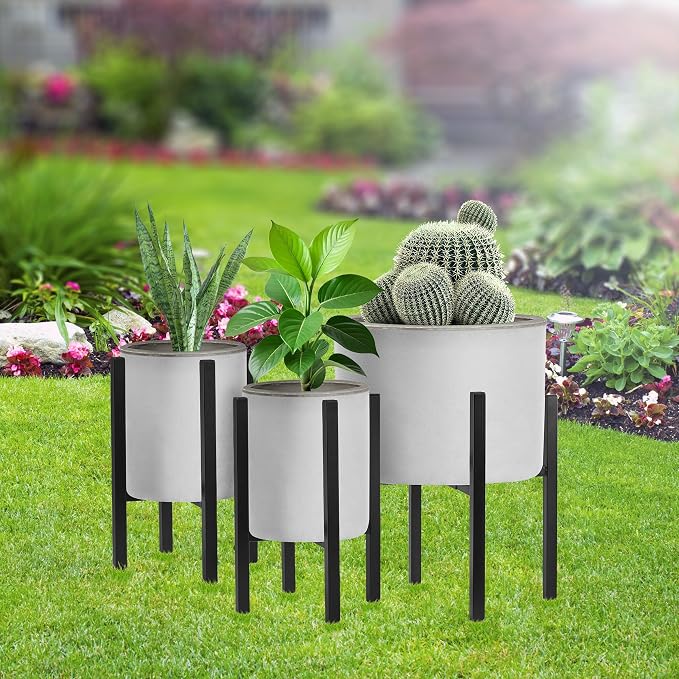Sorbus Adjustable Metal Plant Stand – Mid Century Style Flower Pot Holder, 10 to 16 Inches Planter Stand for Modern Home Décor, Houseplants – Plant & Pot NOT INCLUDED (Black, 2 Pack)