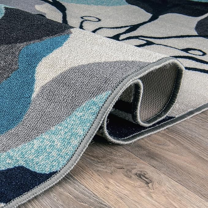 Rugshop Gray Large Floral Non-Slip Runner Rug Fade Resistant for Hallway, Entryway and Kitchen, 2'7" x 12'