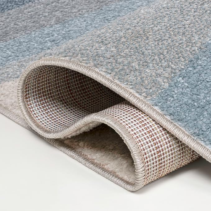 JONATHAN Y Prism Geometric Striped Indoor Area Rug 3x5, Blue/Cream/Gray, Modern, Coastal, Easy-Cleaning for Living Room, Bedroom, Kitchen, Pet Friendly, Non-Shedding (DZC101D-3)