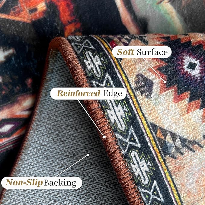 Rustic Lodge Bear Moose Deer Rugs for Entryway 3x5, Farmhouse Cabin Door Mats Indoor Entrance for Entryway Bedroom Dining Room, Non-Slip Machine Washable Indoor Entry Rug Doormat Carpet