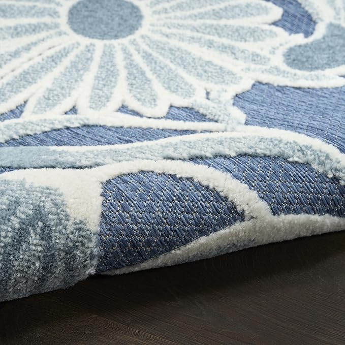 Nourison Home Aloha Blue 2'8" x 4' Area Rug - Easy Clean, Non Shedding, Bed Room, Living Room, Dining Room, Kitchen (3' x 4')