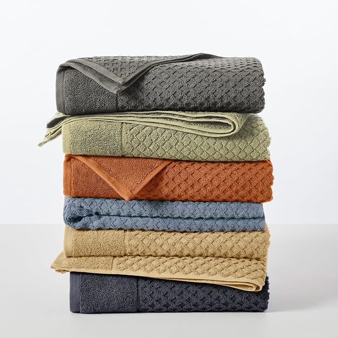 Great Bay Home Hand Towels - 100% Cotton 6 Pack 26x16 Hand Towel Set - Absorbent, Durable, Quick-Dry Towels for Bathroom (Stone Blue)