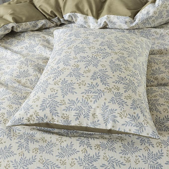 HoneiLife Floral Duvet Cover King - 100% Cotton Comforter Cover,Breathable Bedlinen Set with Zipper Closure & Corner Ties, Botanical Comforter Cover Sets 3-PC