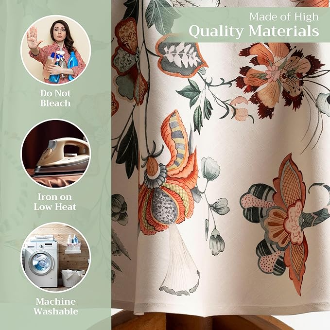 Maison d' Hermine Table Cloth Round Table 100% Cotton 69 Inches Fall Tablecloth Reusable Everyday Use for Thanksgiving Christmas Decorations Dining Farmhouse Party (Dalida)