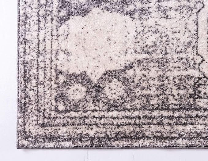 Unique Loom Bromley Collection Area Rug - Wells (2' x 8' 8" Runner, Ivory/ Gray)