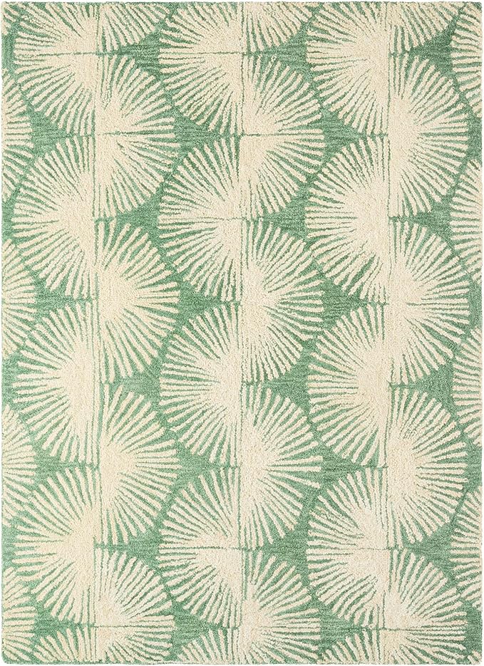 Nicole Miller New York Kendall Fluted Geo Handcrafted Area Rug, 100% Wool Rug, Green, 8'x10'