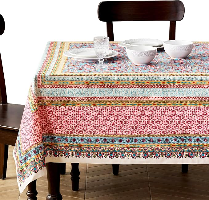 Maison d' Hermine Premium Table Cloth Rectangle Table 100% Combed Cotton 140 x 70 Inches Tablecloth Reusable Decorative for Dining Room, Farmhouse, Home, Party, Festive & Wedding - Lauris