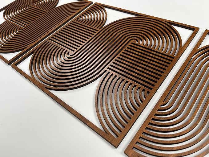 Extra Large Wooden Wall Art, Endless Flow Wood Wall Decor for Mid Century Modern Interiors, Abstract Geometric Wall Hanging, Home Gifts for Living Room and Bedroom