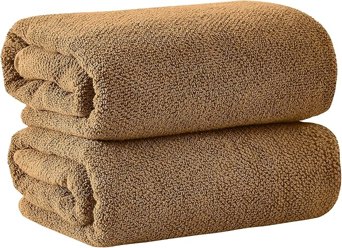 Great Bay Home 100% Cotton Oversized 2 Pack 68x35 Extra Large Towel Set - Absorbent, Quick-Drying, Durable Oversized Bath Sheets for Bathroom Décor (Mocha)