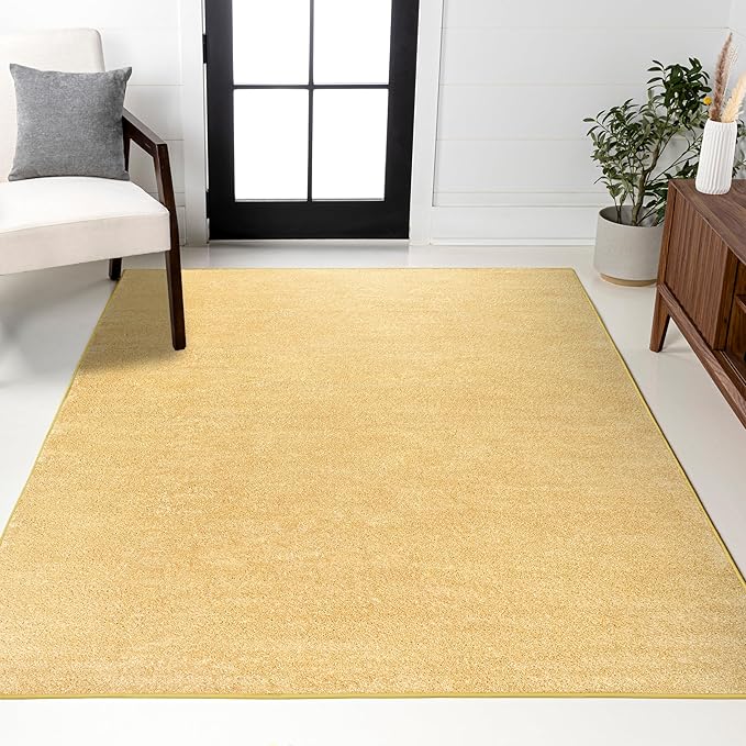 JONATHAN Y Haze Solid Low-Pile Mustard Indoor Area Rug 3x5, Coastal,Bohemian,Minimalist,Classic, Easy-Cleaning for Living Room,Bedroom,Kitchen,Pet Friendly,Non-Shedding (SEU100B-3)