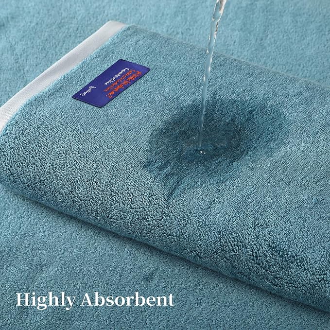 REDKISS 2 Pack Cotton Bath Towels, Soft Absorbent 600 GSM, 27x54 Inch | Quick Dry | Reinforced Stitching | Modern Contrast Border Design | Machine Washable | Bathroom, Gym|Spa & Guest Use | Blue