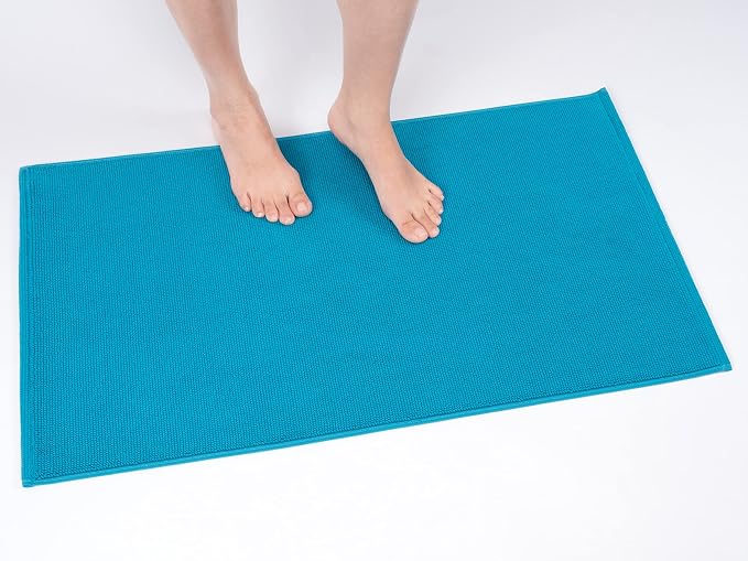 Cotton Paradise 100% Cotton Turkish Bathmat Rug, Soft Absorbent Quick Dry Non Slip, 20x34 Bathmat Rug, Ocean Aqua