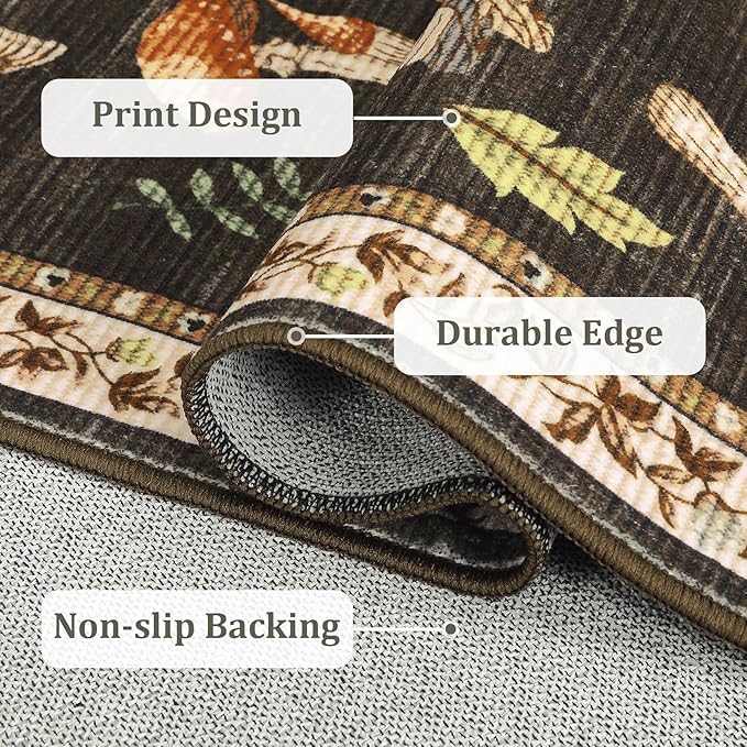 Washable 9x12 Area Rugs Living Room Large Rug Boho Vintage Floral Carpet Soft Bedroom Indoor Floor Mats Non-Slip Farmhouse Rustic Style Carpet for Nursery Dining Room Home Decor Office, Brown