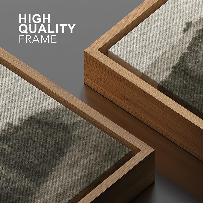 SIGNWIN Framed Canvas Print Wall Art Misty Cliffside Landscape Neutral Sepia Mountain Scene Illustrations Minimalism Decorative Boho Retro for Living Room, Bedroom, Office - 24"x36" Natural