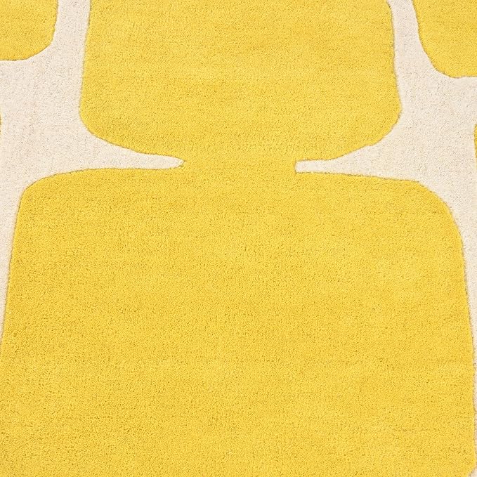 Restoration and Renovation Modern Wool Area Rug - Contemporary Abstract Geometric Design, Thick & Soft Hand-Tufted Carpet - Ideal for Indoor Decor in Living Room, Bedroom (Honey, 10' x 14')