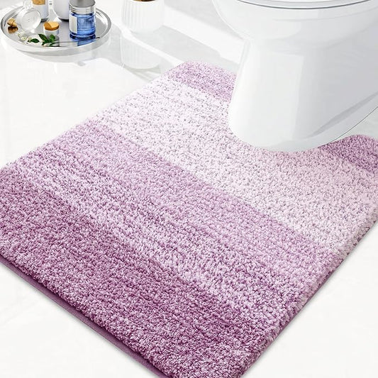 Arotive Microfiber Bathroom Rugs, Shaggy Soft and Absorbent Contour Toilet Rugs, Non-Slip, Thick Plush Machine Washable Dry Bath Mats for Toilet Base, 24x20, Purple, U-Shape