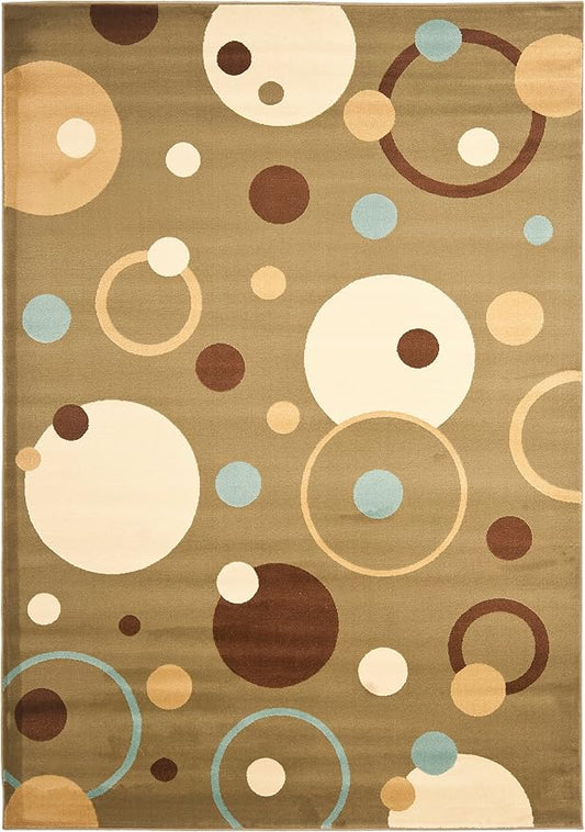 SAFAVIEH Porcello Collection Accent Rug - 4' x 5'7", Green & Multi, Abstract Design, Non-Shedding & Easy Care, Ideal for High Traffic Areas in Entryway, Living Room, Bedroom (PRL6851-5291)