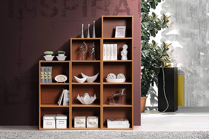 Hodedah Import 3 Shelf Bookcase, Cherry