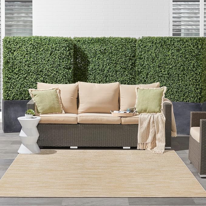 Nourison Home Nourison Essentials Ivory Gold 5' x Square Area Rug - Easy Clean, Non Shedding, Bed Room, Living Room, Dining Room, Kitchen (5' x Square)
