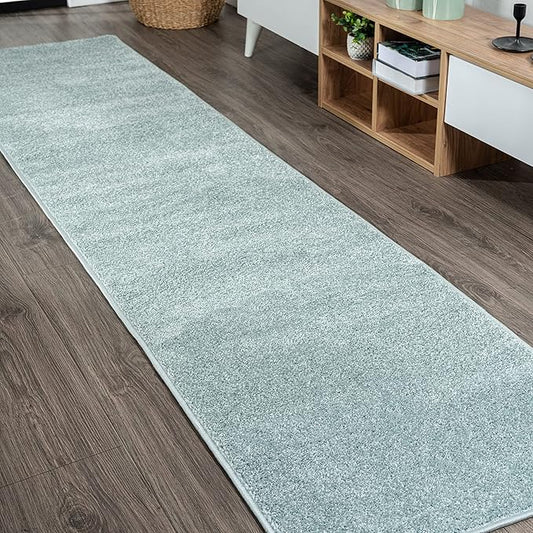 JONATHAN Y Haze Solid Low-Pile Aqua Blue Runner Rug 2x10, Coastal,Bohemian,Minimalist,Classic, Easy-Cleaning for Living Room,Bedroom,Kitchen,Pet Friendly,Non-Shedding (SEU100S-210)