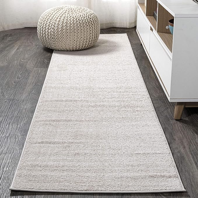 JONATHAN Y Haze Solid Low-Pile Ivory Runner Rug 2x12, Coastal,Bohemian,Minimalist,Classic, Easy-Cleaning for Living Room,Bedroom,Kitchen,Pet Friendly,Non-Shedding (SEU100D-212)