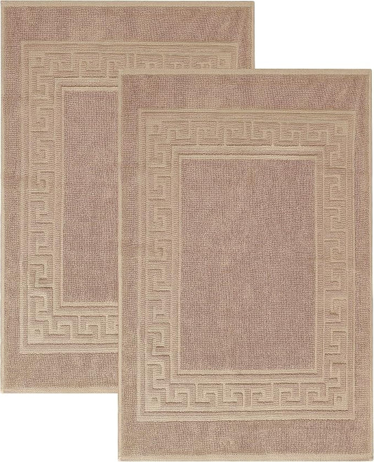 Superior Heavyweight Cotton Bath Mats, Bath Rugs For Bathroom Accessories, Washable Rug For Shower, Bath, Toilet, Modern Decor, No Backing, Luxury Hotel And Spa Quality, Set of 2, 22" x 35", Taupe