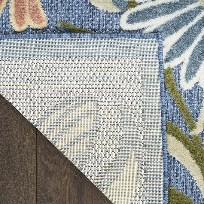 Nourison Home Aloha Blue Sage 9' x 12' Area Rug - Easy Clean, Non Shedding, Bed Room, Living Room, Dining Room, Kitchen (9' x 12')