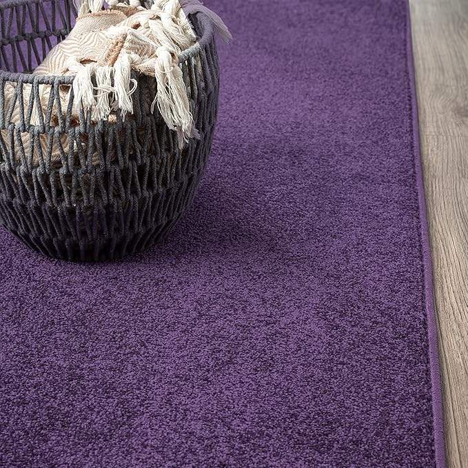 JONATHAN Y Haze Solid Low-Pile Purple Runner Rug 2x10, Coastal,Bohemian,Minimalist,Classic, Easy-Cleaning for Living Room,Bedroom,Kitchen,Pet Friendly,Non-Shedding (SEU100N-210)