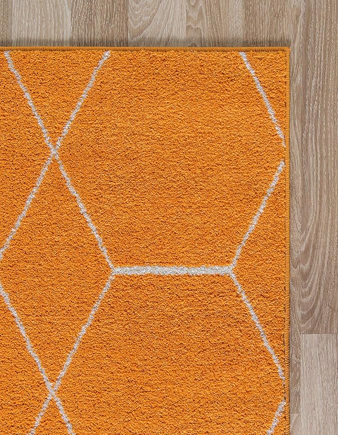 Unique Loom Trellis Frieze Collection Area Rug - Geometric (10' x 14' 1", Orange/ Ivory)