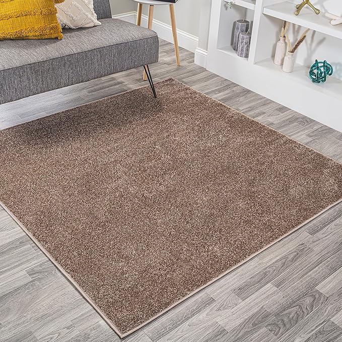 JONATHAN Y Haze Solid Low-Pile Brown 6' Square Indoor Area Rug, Coastal,Bohemian,Minimalist,Classic, Easy-Cleaning for Living Room,Bedroom,Kitchen,Pet Friendly,Non-Shedding (SEU100J-6SQ)