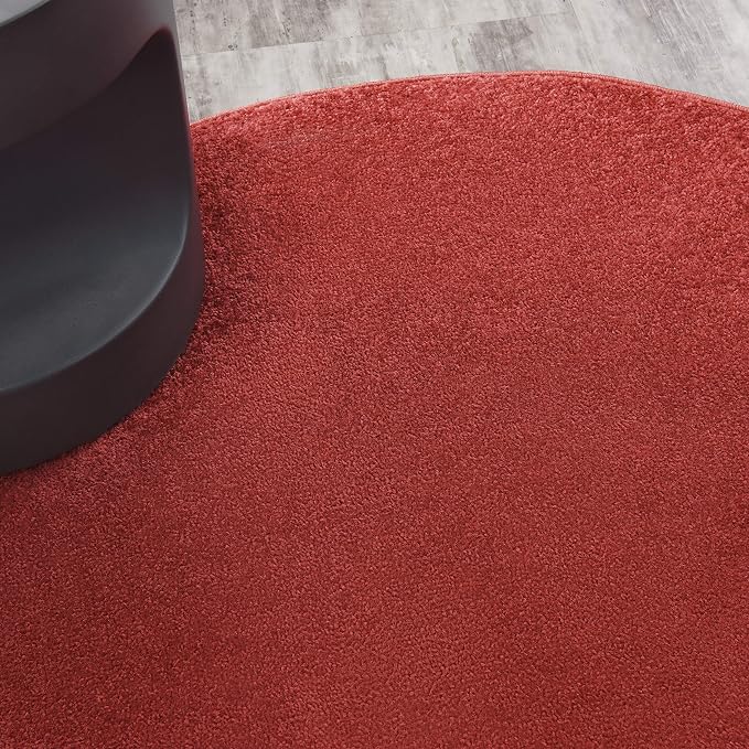 Nourison Home Nourison Essentials Brick Red 4' x Round Area Rug - Easy Clean, Non Shedding, Bed Room, Living Room, Dining Room, Kitchen (4' x Round)