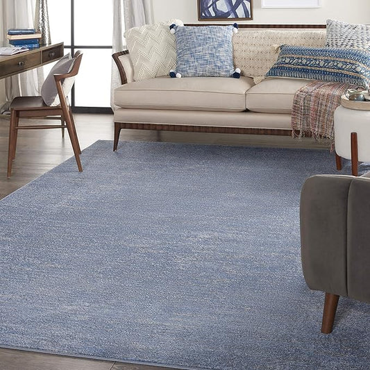 Nourison Home Nourison Essentials Blue Grey 10' x 14' Area Rug - Easy Clean, Non Shedding, Bed Room, Living Room, Dining Room, Kitchen (10' x 14')