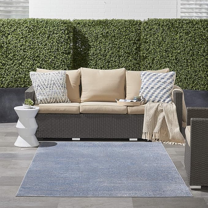 Nourison Home Nourison Essentials Blue Grey 4' x 6' Area Rug - Easy Clean, Non Shedding, Bed Room, Living Room, Dining Room, Kitchen (4' x 6')