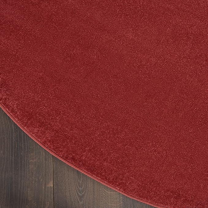 Nourison Home Nourison Essentials Brick Red 4' x Round Area Rug - Easy Clean, Non Shedding, Bed Room, Living Room, Dining Room, Kitchen (4' x Round)