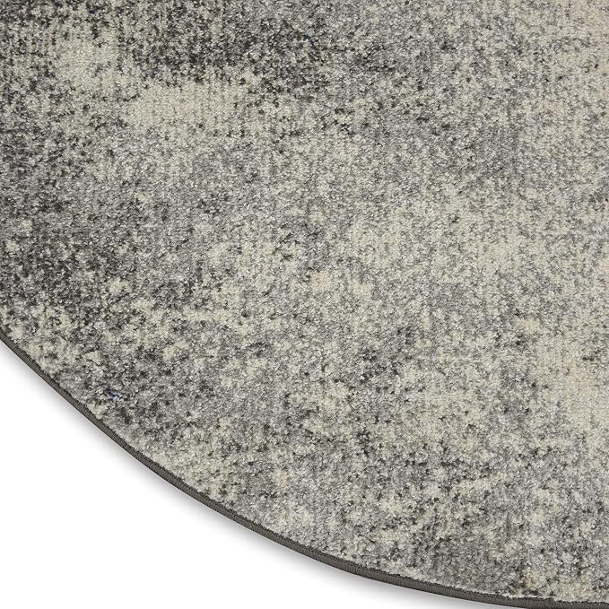 Nourison Home Passion Charcoal/Ivory 5'3'' x Round Area-Rug, Modern, Abstract, Easy-Cleaning, Non Shedding, Bed Room, Living Room, Dining Room, Kitchen, (5' Round)