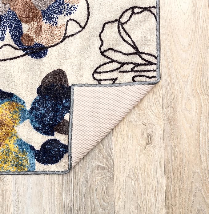 Rugshop Cream Bright Flowers Non Slip Non-Shedding Area Rug for Living Room, Dining Room and Large Spaces, 9' x 12'