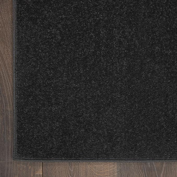 Nourison Home Nourison Essentials Black 5' x Square Area Rug - Easy Clean, Non Shedding, Bed Room, Living Room, Dining Room, Kitchen (5' x Square)