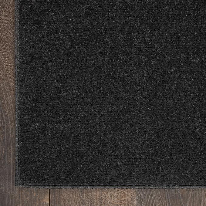 Nourison Home Nourison Essentials Black 7' x Square Area Rug - Easy Clean, Non Shedding, Bed Room, Living Room, Dining Room, Kitchen (7' x Square)