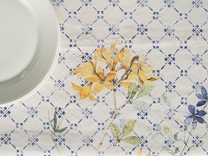 Maison d' Hermine Table Cloth Rectangle Table 100% Cotton 60 x 90 Inches Tablecloth Reusable Decorative for Dining Room Farmhouse Home Valentines Day Decorations Spring Summer - Faience