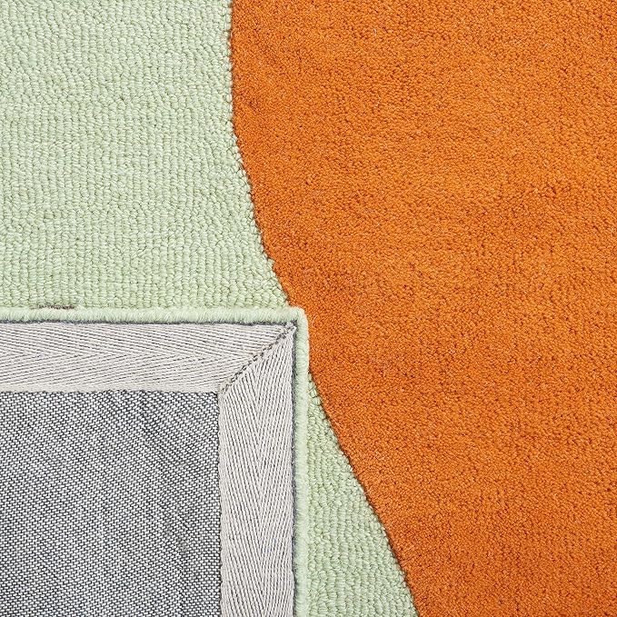 SAFAVIEH Rodeo Drive Collection Area Rug - 6' Square, Green & Rust, Handmade Mid-Century Modern Abstract Wool, Ideal for High Traffic Areas in Living Room, Bedroom (RD860Y)