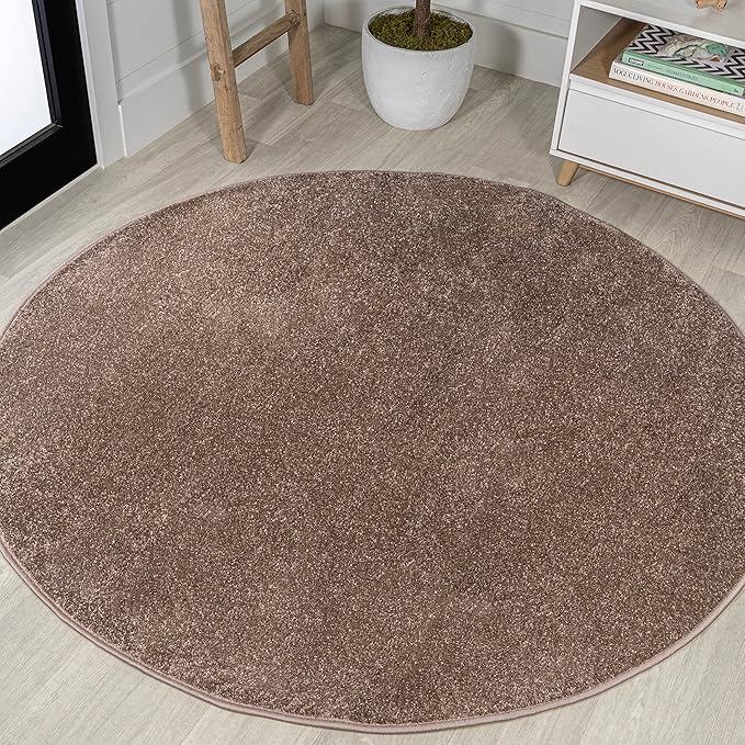 JONATHAN Y Haze Solid Low-Pile Brown 6' Round Indoor Area Rug, Coastal,Bohemian,Minimalist,Classic, Easy-Cleaning for Living Room,Bedroom,Kitchen,Pet Friendly,Non-Shedding (SEU100J-6R)