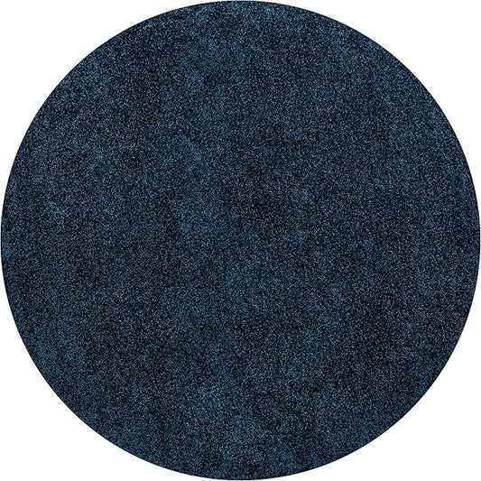JONATHAN Y Haze Solid Low-Pile Navy 5' Round Indoor Area Rug, Coastal,Bohemian,Minimalist,Classic, Easy-Cleaning for Living Room,Bedroom,Kitchen,Pet Friendly,Non-Shedding (SEU100C-5R)