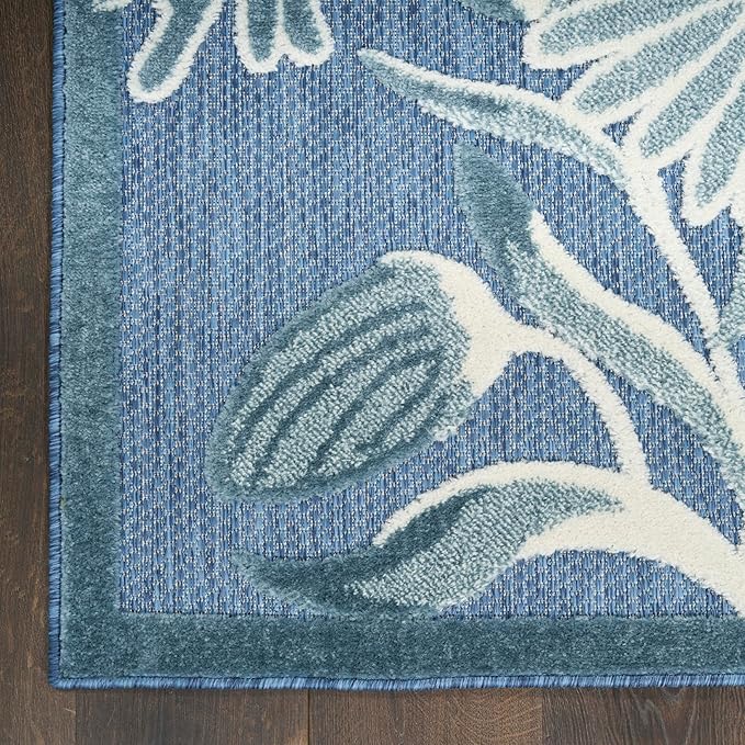 Nourison Home Aloha Blue 5'3" x 7'5" Area Rug - Easy Clean, Non Shedding, Bed Room, Living Room, Dining Room, Kitchen (5' x 8')
