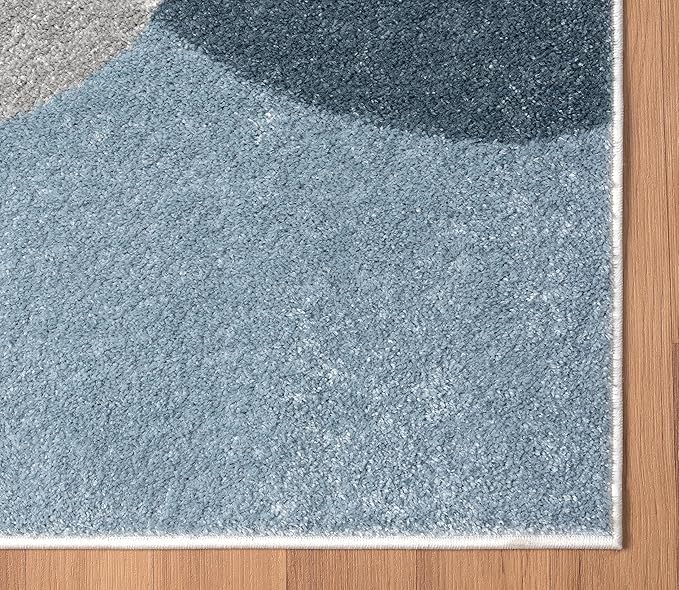 Abani Deco Collection Area Rug - Cream/Blue Mid-Century Design -7'9" x 10'2"(8'x10') - Easy to Clean - Durable for Kids and Pets - Non-Shedding - Medium Pile - for Living Room, Bedroom & Office