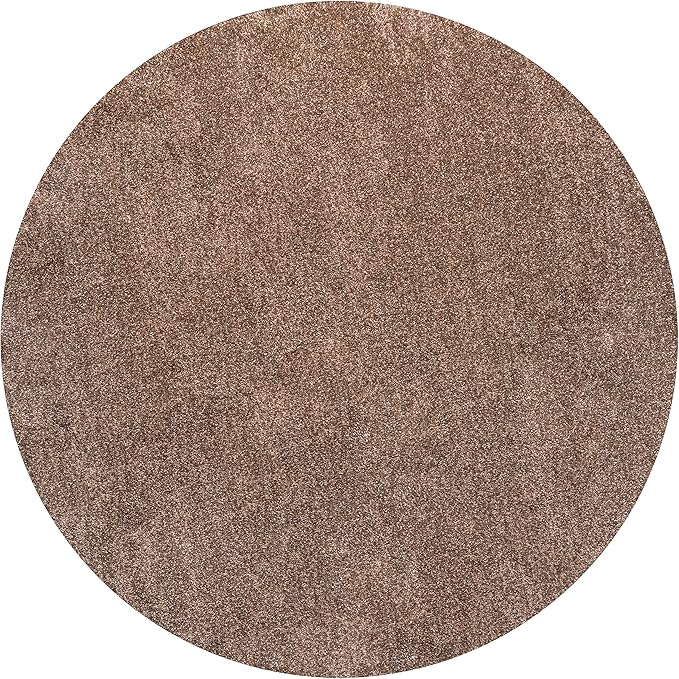 JONATHAN Y Haze Solid Low-Pile Brown 4' Round Indoor Area Rug, Coastal,Bohemian,Minimalist,Classic, Easy-Cleaning for Living Room,Bedroom,Kitchen,Pet Friendly,Non-Shedding (SEU100J-4R)