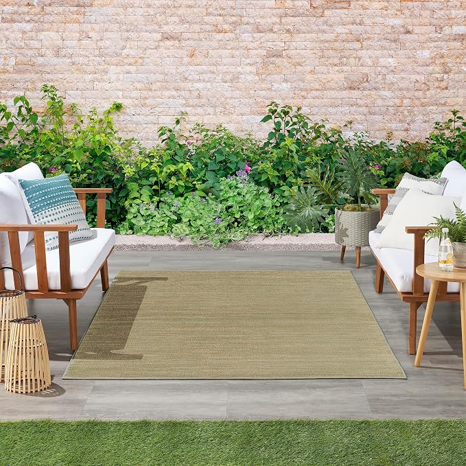 Nourison Home Nourison Essentials Green Gold 5' x 7' Area Rug - Easy Clean, Non Shedding, Bed Room, Living Room, Dining Room, Kitchen (5' x 7')