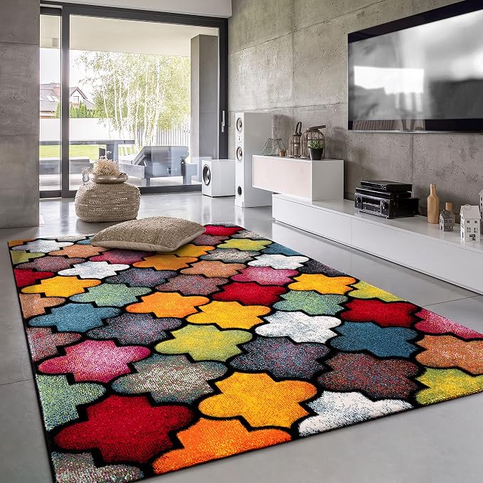 Paco Home Colorful Area Rug with Moroccan Pattern in Multicolor, Size: 4' x 5'7"